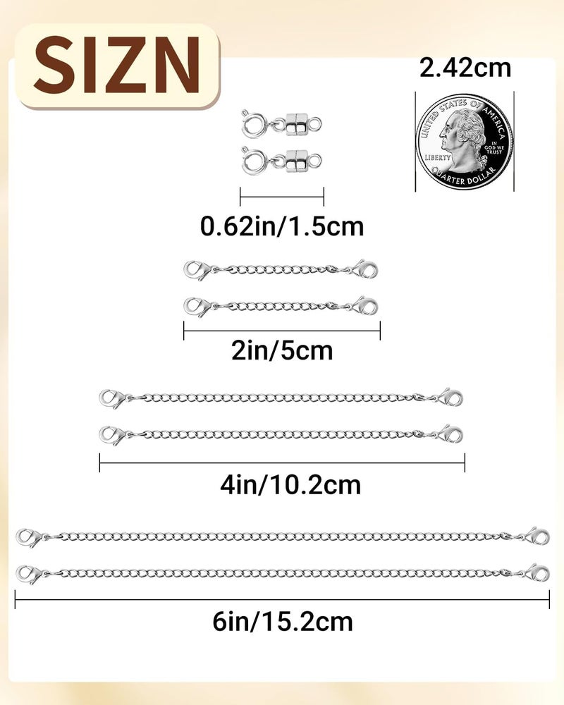 MKCYD Necklace Extender and Magnetic Necklace Clasp, Magnetic Clasps for Bracelet Extenders Sliver Chain Extension for Jewelry Repair Kit - Image 2